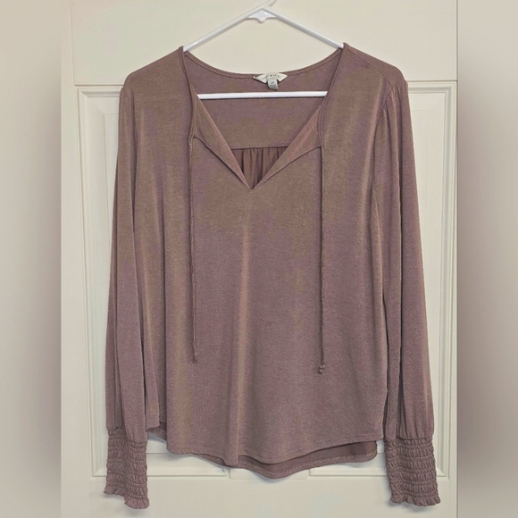 Women's BNWOT Lucky Brand Mauve/Pink Lightweight Long-Sleeved Blouse. MED. - Picture 1 of 7
